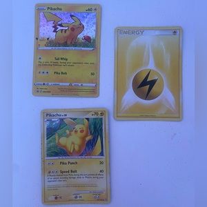 3 pack Pikachu Pokémon Playing cards. 25th Anniversary Edition Pikachu + Energy